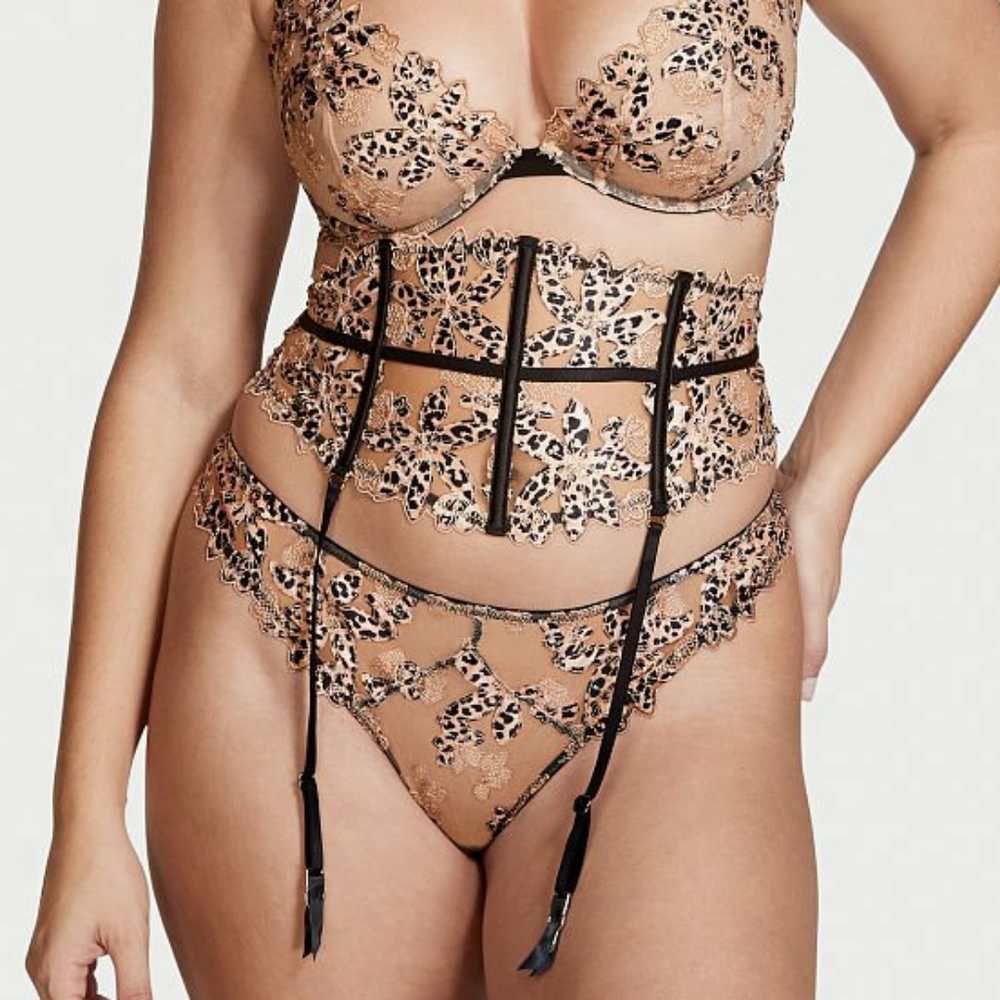 XS/S NWT Victoria's Secret Very Sexy Floral Embroidered Waist Cincher Leopard
